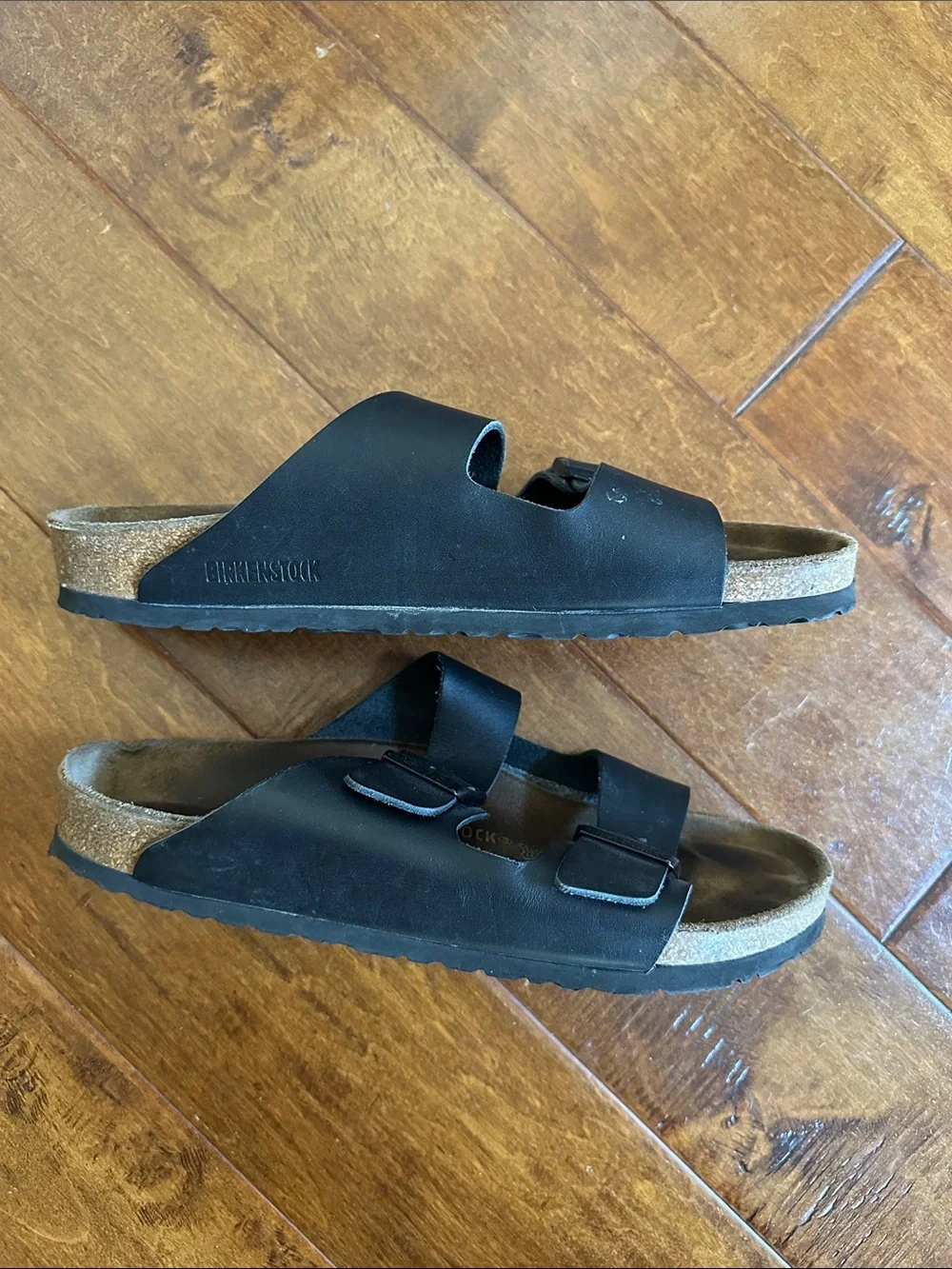 Birkenstock Men EU 43 US 10 10.5 Black Leather Arizona Sandals Slides Shoes
